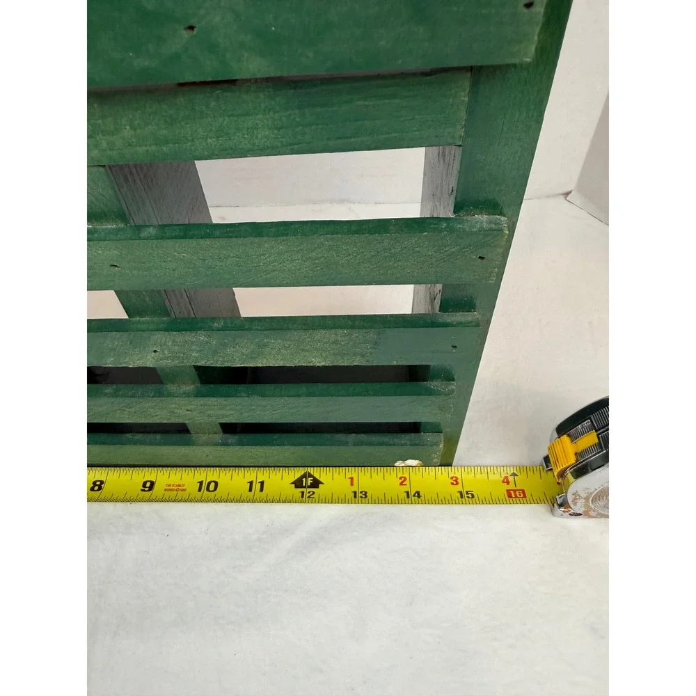 Vtg Green Granny Cottage Wooden House Shadow Box Wall Shelf Display Cubby 22.5in